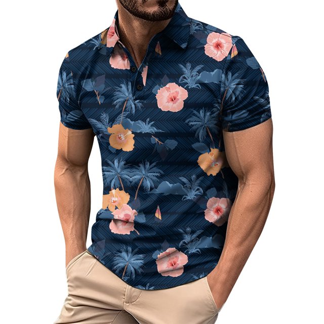 Men's Golf Shirt Casual Sports V Neck Ribbed Collar Short Sleeve Fashion Casual Solid Color Plain Spring & Summer Regular Fit 3XL