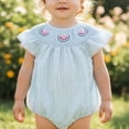 thumbnail image 5 of Coerni Baby Girl Easter Outfit Cotton Striped Jumpsuit Bodysuit New Born Bubble Romper First Birthday Outfit Smocked Vintage Clothes, 5 of 9