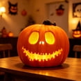 thumbnail image 5 of Halloween Lighted Pumpkin, Large Plastic LED Pumpkins Decoration for Thanksgiving Day Outdoor Yard Porch Home Storefront Holiday Display Decor, 5 of 6