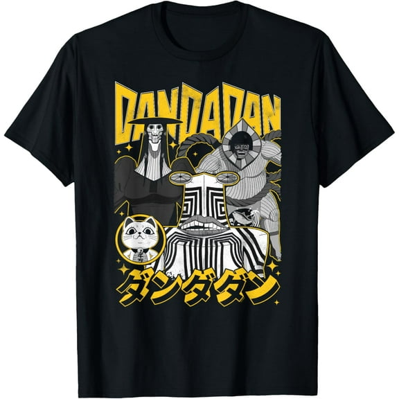 Dan Da Dan Yellow and Black Aliens with Kanji Anime T-Shirt Short Sleeve Crewneck Tee T-shirt Men and Women T-shirt