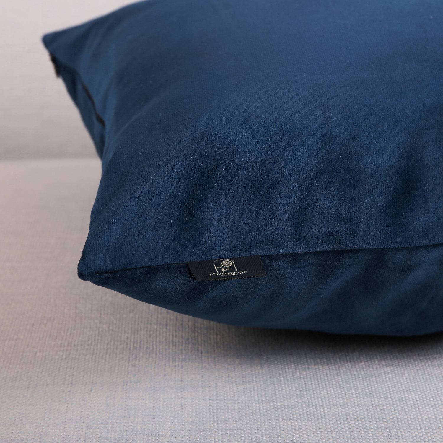 Phantoscope Soft Silky Velvet Throw Pillow Covers 20x20 Inch Set of 2 Decorative Cushion Covers for Couch Sofa Bedroom Living Room, Pillow Cases Only, Navy Blue