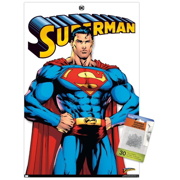 DC Comics - Superman Feature Series Wall Poster with Push Pins, 14.725" x 22.375"