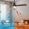 thumbnail image 6 of Sofucor 52 Inch Brown Black Modern Outdoor Indoor Farmhouse 3-Blade Ceiling Fan with Lights and Remote, 6 of 11