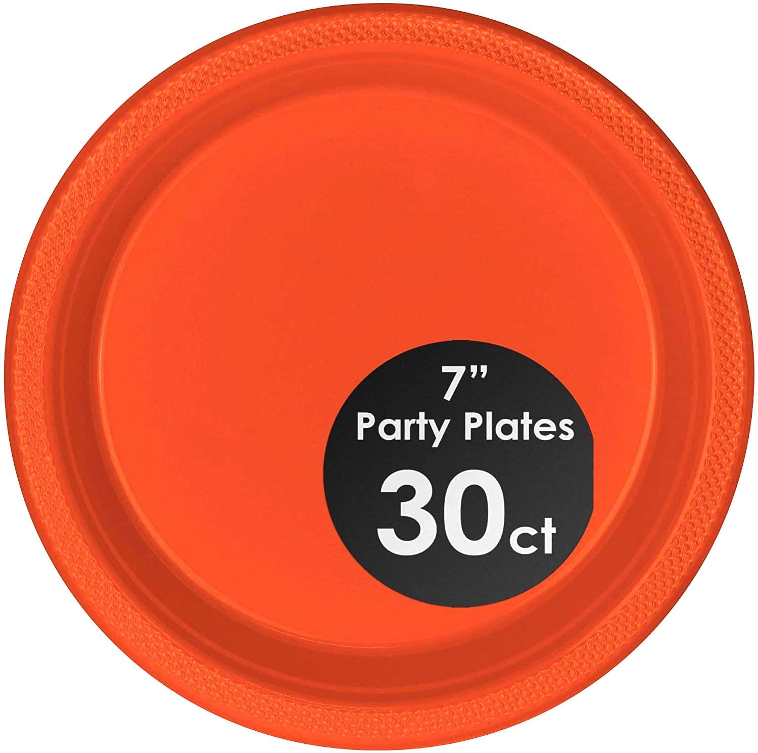 DecorRack 30 Small Plastic Plates, 7 inch Dinner Plates, Orange (Pack