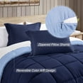 thumbnail image 4 of Set de edredón satisomnia Queen azul marino reversible de 3 piezas, 4 of 6