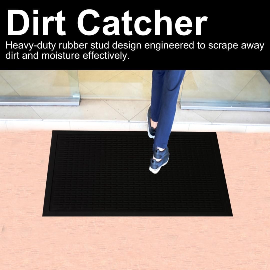 A1HC Natural Rubber Scraper Door Mat 18"x30" for Mud & Dirt Control, Heavy Traffic, Commercial & Residential Entryways