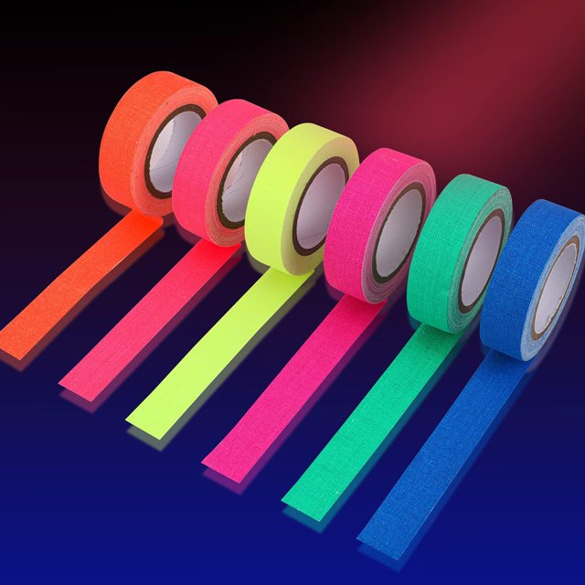 6 Rolls Glow in The Dark Tape Multicolour Blacklight Reactive UV Tapes