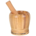 thumbnail image 1 of MasteelfCA Bamboo Grinding Bowl Mortar with Pestle Garlic Masher Kitchen Accessory, 1 of 7
