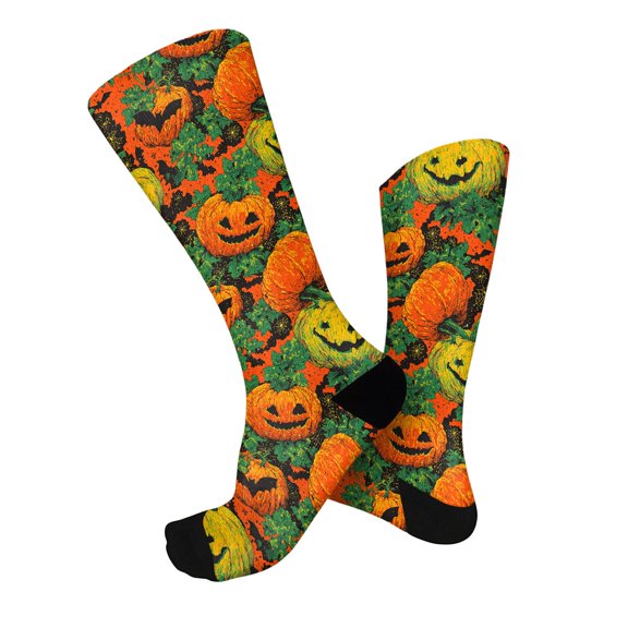 Halloween Socks for Men Women Fall Pumpkin Funny Pattern Soft Mid Calf Socks for Autumn Thanksgiving Halloween Party