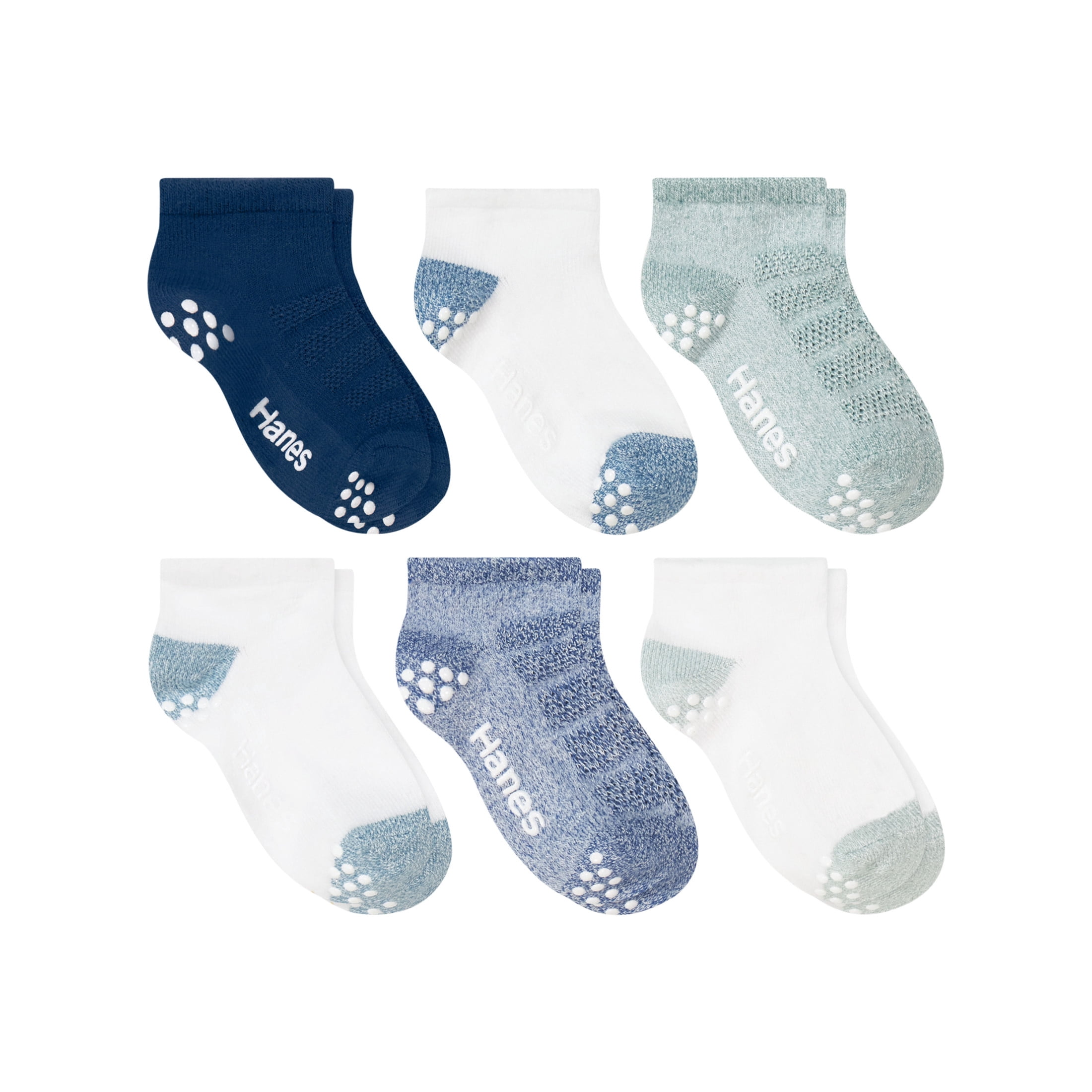Hanes Boys Ankle Socks Value Pack, 6-Pack, Pure Comfort SuperSoft Ankle Socks for Infant and Toddler Boys