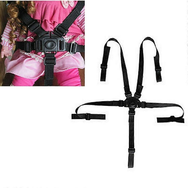 5-point child harness with adjustable swivel hook baby harness for stroller highchair pushchair (black)