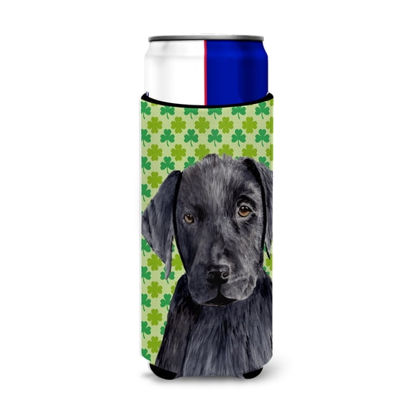 Labrador Black St. Patricks Day Shamrock Portrait Ultra Hugger for slim cans
