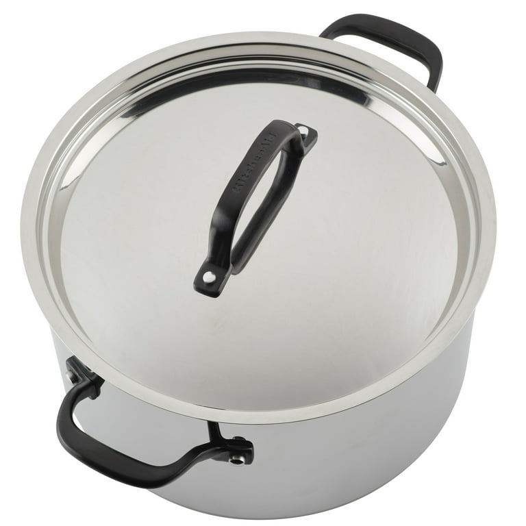 KitchenAid 3-Ply Base Stainless Steel Stockpot with Lid, 8-Quart, Brushed Stainless  Steel & Reviews