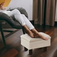 thumbnail image 6 of Foot Stool Ottomans Linen Footrest Storage Ottoman Step Stool Seat with Solid Wood Legs Modern Accent Stools for Couch Living Room Beige, 6 of 7