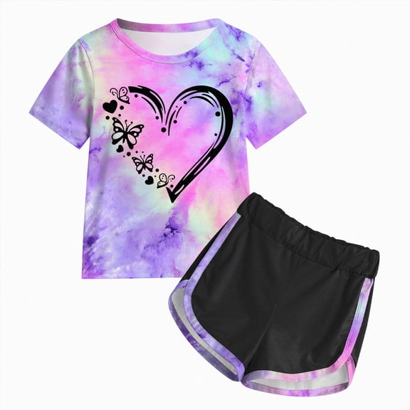 UAYOTSE 1T 2T 3T 4T 5T 6T Toddler Girl Summer Clothes Short Sleeve Printed Top and Loose Pants Kids 2Pcs Outfit Set,Sizes 6-7 Years