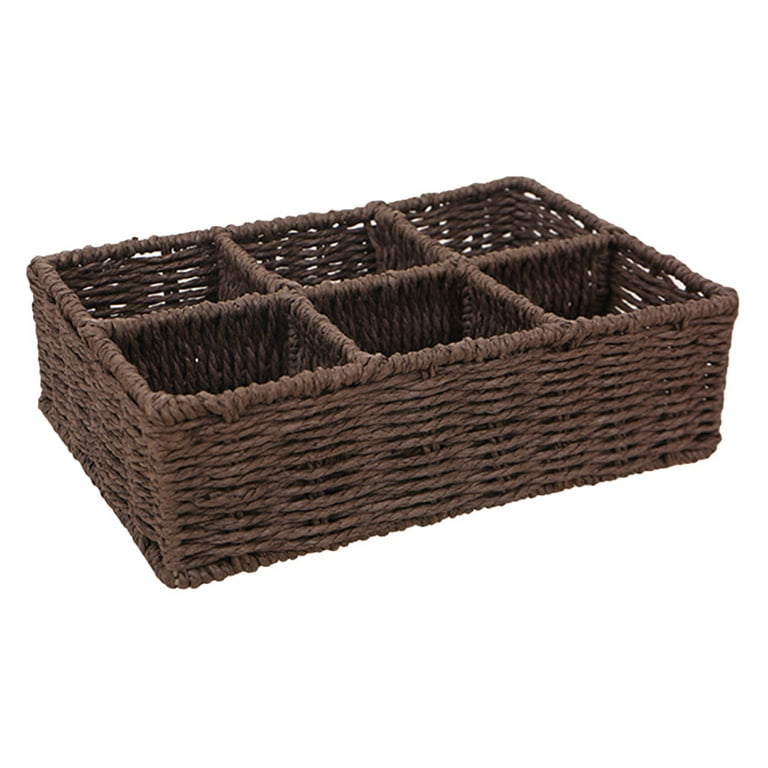 Wicker Basket With 4 Compartments Woven Baskets For Organizing Storage  Basket