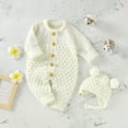 thumbnail image 4 of Newborn Baby Romper Shoes Gloves Set Knit Girl Boy Jumpsuit Boot Mitten Solid Toddler Infant Long Sleeve Clothing 4PC Fall 0-18M, 4 of 7