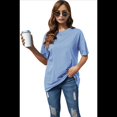 thumbnail image 2 of Camiseta Básica de Corta con Cuello en V Azul L, 2 of 5