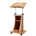 thumbnail image 1 of KFFKFF Podium Stand, 43-Inch Wooden Lectern, Portable Laptop Desk with Lockable Wheels, Wide Reading Surface and Open Storage Area, Adjustable Height and Angle, 1 of 9