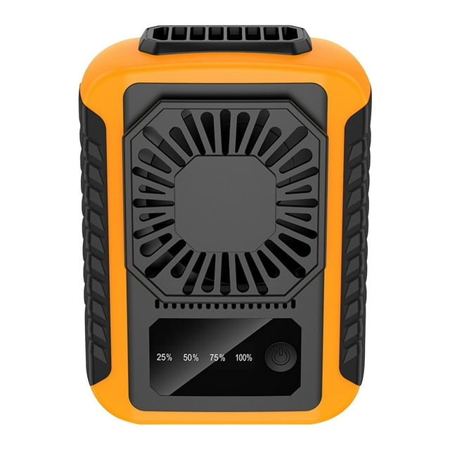 Orange Portable Necklace Fan Rechargeable 6000Mah Three Speed Farm Travel