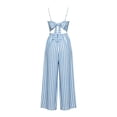 thumbnail image 7 of Snorda Jumpsuits for Women Striped Spaghetti Strap Jumpsuit with V-Neck Casual Loose Breathable Comfy High Waist Wide Leg Long Pants for Women Daily Wear Outing Looks, 7 of 7