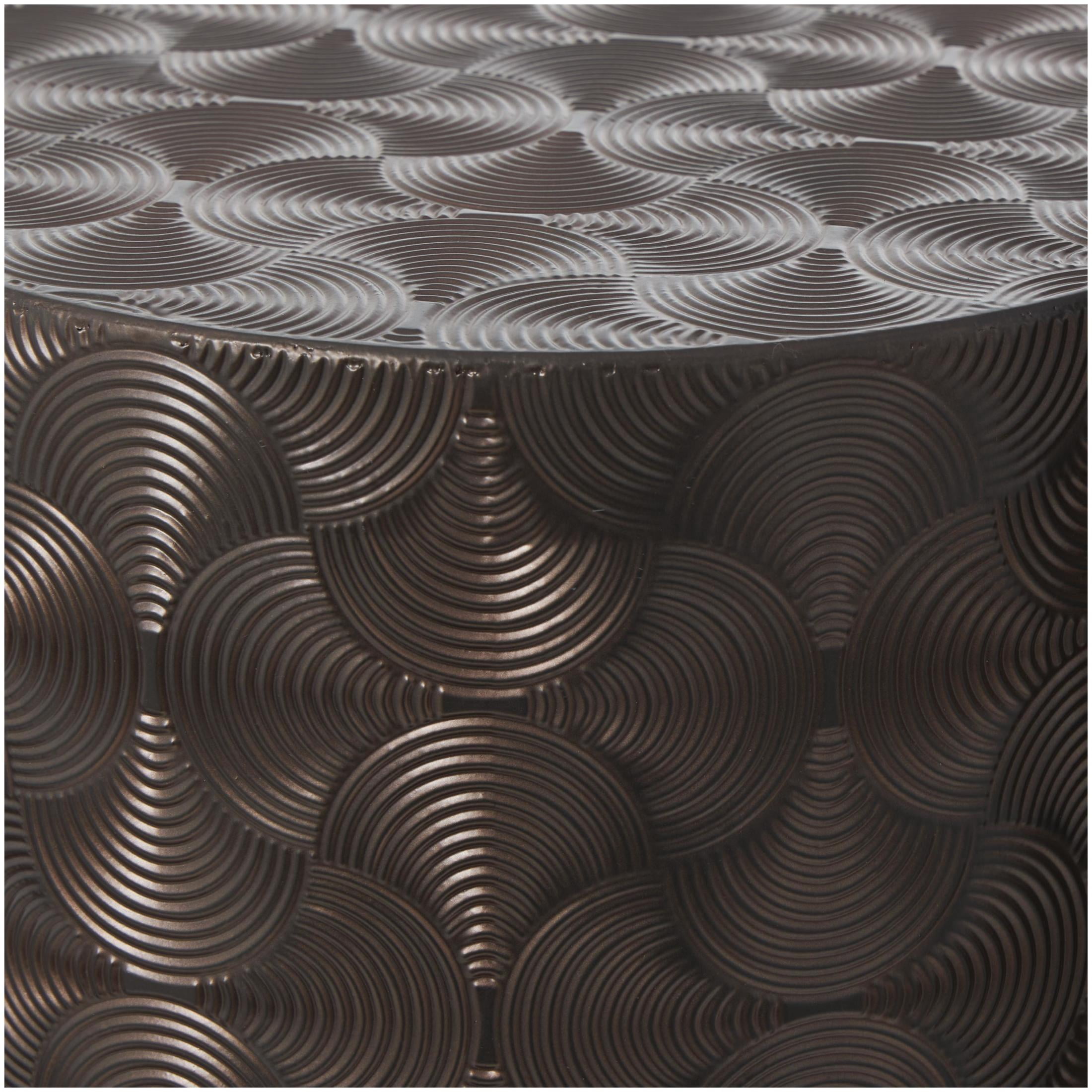DecMode 36", 32", 24", 18"H Brown Metal Abstract Tall Slim Pedestal Table with Grooved Shell Design, 4-Pieces