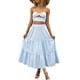 thumbnail image 3 of VISgogo Falda de verano para mujer Boho cintura elástica plisada A-Line Flowy Layered Long Beach Falda con bolsillos VISgogo moda, 3 of 7