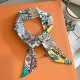 thumbnail image 5 of Bufanda de seda fina con estampado de caballos de diseño de lujo para mujer, 5 x 85 cm, banda para el pelo de satén suave, pañuelo para mujer, diadema floral, bolso, corbatas para el cuello, 5 of 5