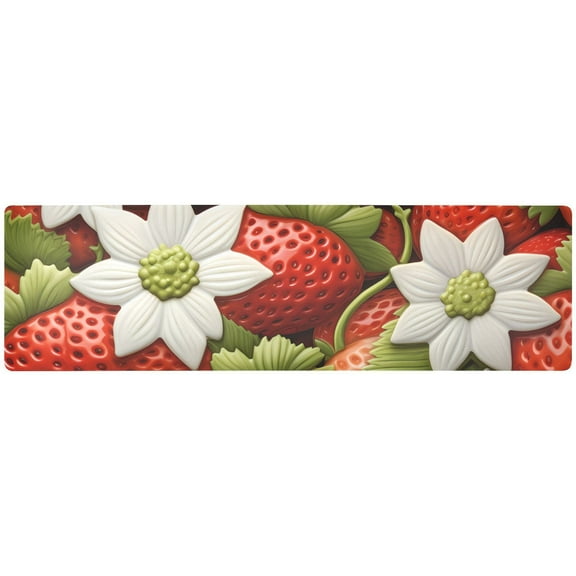 Strawberry with Flowers Rectangle Pot Holders Trivets Non-slip Hot Pads Long Hot Mats Potholders Table Runner for Kitchen