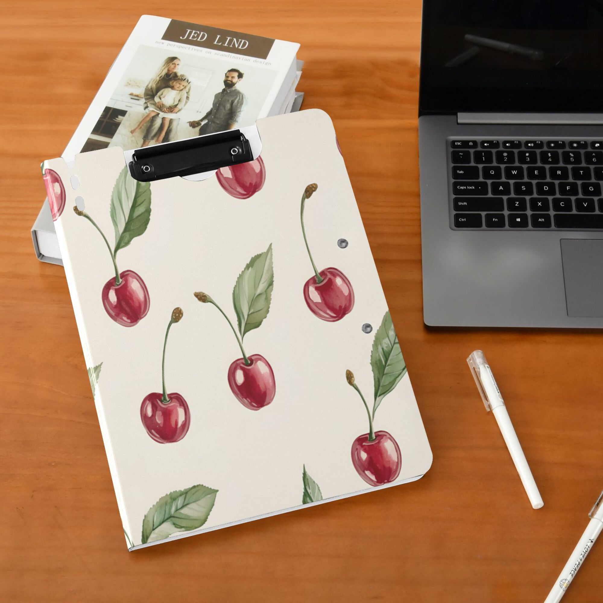 FORMRS A4 Clipboard Folder with Pen Holder Horizontal Foldable School Office Binder, Beige Cherry