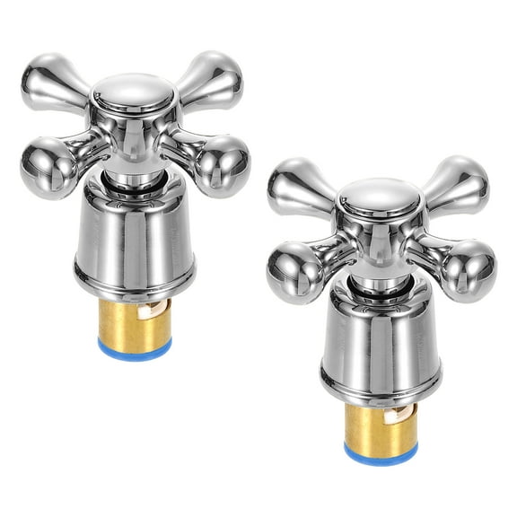 Uxcell 2Pack Faucet Tap Handle, Faucet Knob, Alloy Cross Faucet Tap Replacement, Silver
