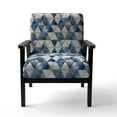thumbnail image 4 of Designart "Rustic Symphony Of Cobalt Triangles I" Blue Triangles Upholstered Accent Chair - Modern Arm Chair For Living Room, 4 of 5