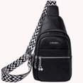 thumbnail image 1 of Bolso De Pecho Bolso de pecho para mujer, bolsos de hombro de PU a la moda informal, bolsillo en la cintura del pecho (negro), 1 of 5