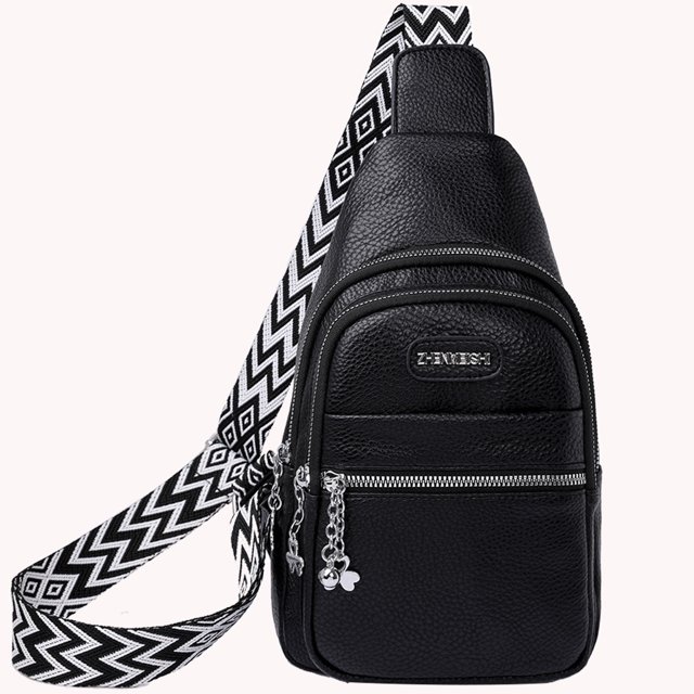 Bolso De Pecho Bolso de pecho para mujer, bolsos de hombro de PU a la moda informal, bolsillo en la cintura del pecho (negro)
