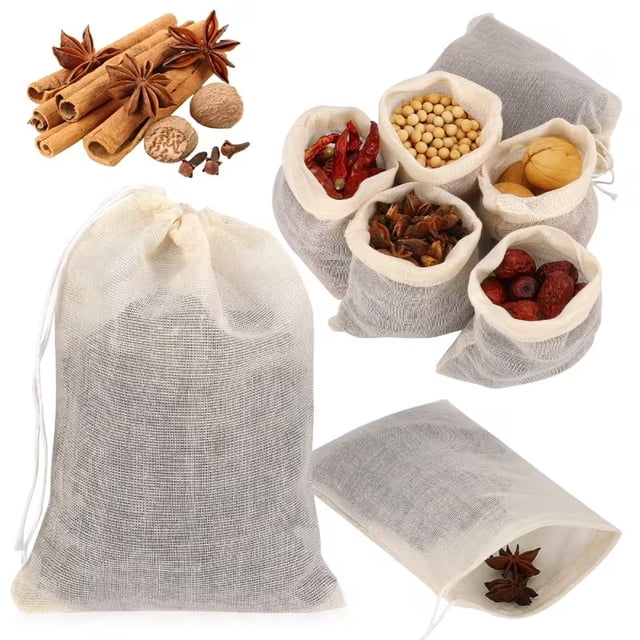 Bolsas de condimentos reutilizables, 60 uds., bolsas de especias con cordón de 4x6 pulgadas for filtrado de sopa y hierbas medicinales