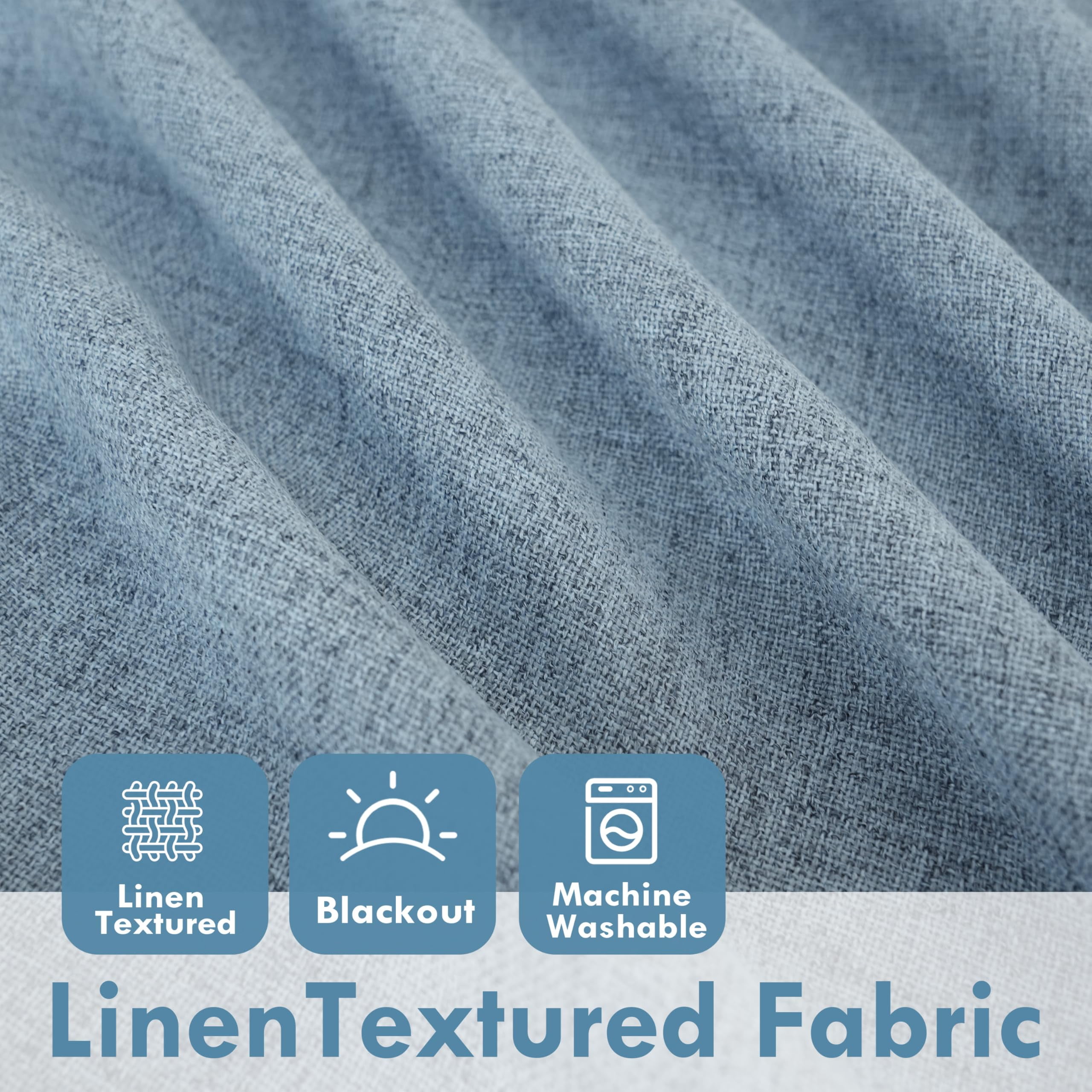 DriftAway 100% Blackout Linen Curtains for Bedroom 84 Inches Long Farmhouse Thermal Insulated 3 Inch Rod Pocket Back Tab Full Light Blocking 2 Panels for Living Room Nursery
