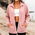 thumbnail image 2 of HappyYEE Fleece Jackets for Women, Lightweight Stand Collar Full Zip Coat with Pockets, Fall Long Sleeve Daily Comfy Outerwear, 2 of 5