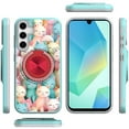 thumbnail image 2 of For Samsung A16 5G Metal Diamond CD Pattern Design Matte Finished Hybrid with Rotational Ring [Car Mount Friendly] Case - Cats, 2 of 4