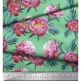 thumbnail image 2 of Soimoi Vert Coton Jersey Tissu Feuilles & Imprimé Floral 1 Yard 58 Inch Wide, 2 of 3
