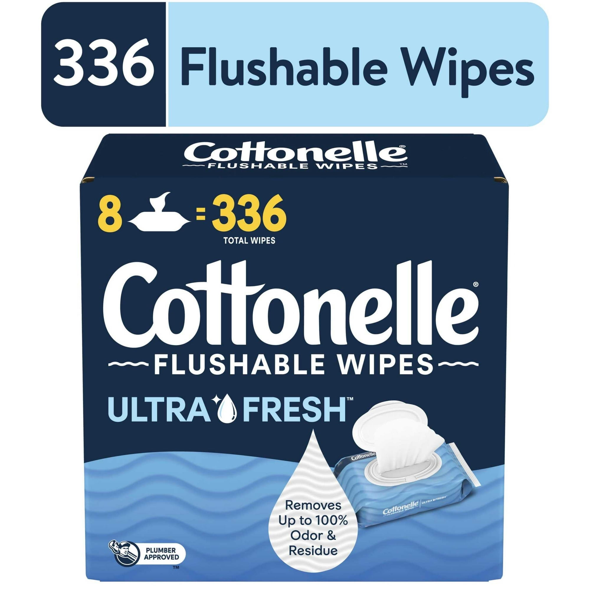 (4 Pack) Cottonelle Ultra Fresh Flushable Wet Wipes, 8 Flip-Top Packs