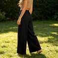thumbnail image 2 of TaTaai Womens Wide Leg Pants Casual Loose Fit Cropped Trousers High Waist Adjustable Drawstring Ruffled Hem Breathable for Beach Holiday Gift, 2 of 7