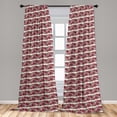 thumbnail image 4 of Ambesonne Floral Curtains, Peonies Repetitive Garden, Pair of 28"x95", Dark Coral and Pale Khaki, 4 of 5