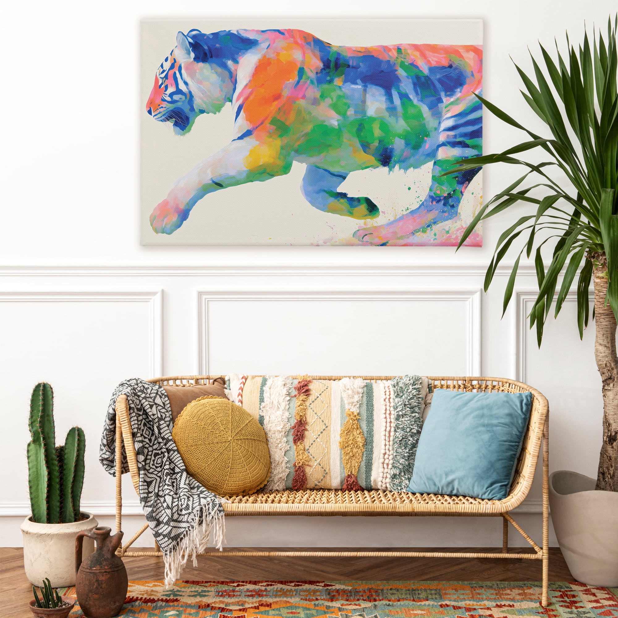 Stupell Industries Colorful Tiger In Motion Canvas Wall Art, design by Chromatic Storm Studio