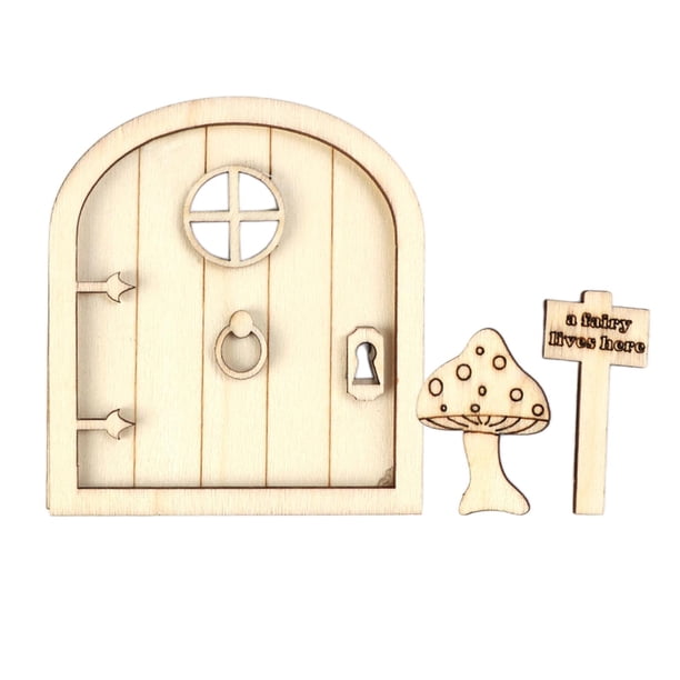 Kit de manualidades para puerta de elfo de madera 3D con ventana, regalo para niños, decoración de casa de juegos B