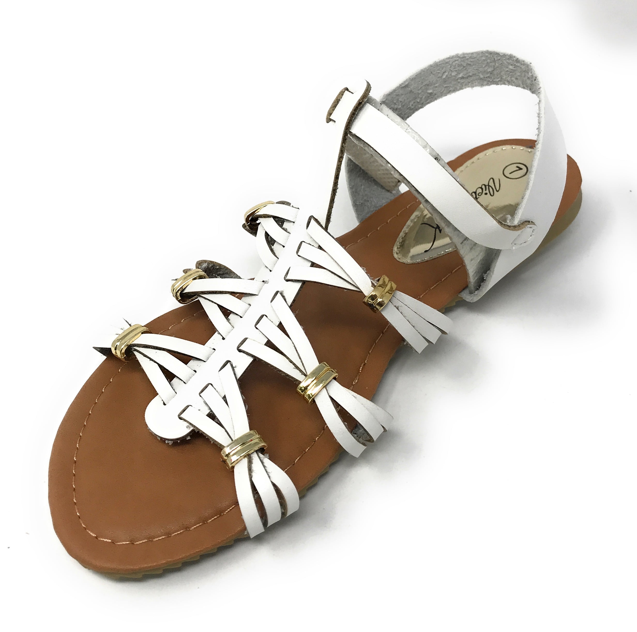 Victoria K Women's Gladiator Multi Braid With Gold Trim Sandals