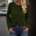 thumbnail image 6 of DPTALR George Women's Lightweight Long Sleeve Crewneck Knit Tops，2025 Fall Fashion,Army Green,Size L, 6 of 8