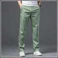 thumbnail image 2 of lcziwo Hiking Pants Men Straight Leg Zipper Fly Formal Pants Solid Color Lightweight Comfortable Slacks with Pockets Army Green XXL, 2 of 5
