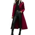 thumbnail image 2 of YueHuiYing Women Fashionable Casual Turndown Collar Long-sleeved Solid Top Coat Button Bandage Trench coat, 2 of 6