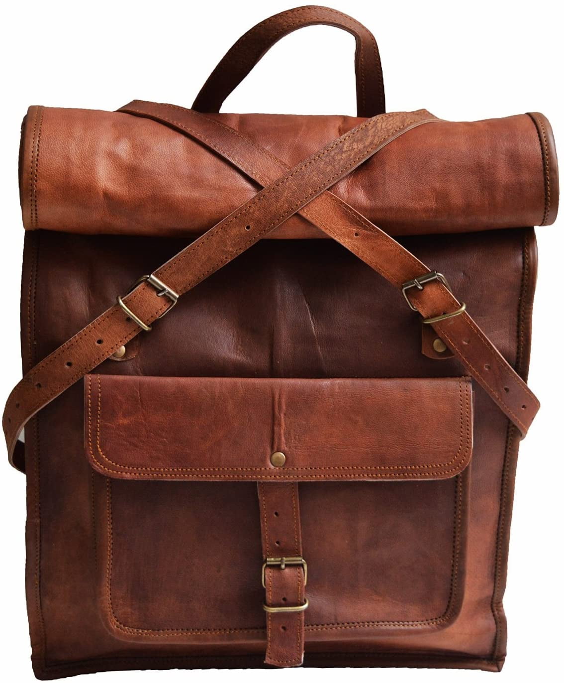 vintage leather book bag