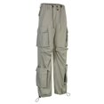 thumbnail image 3 of Gibobby Mujer Talla 14 Cintura elástica ajustable Nariz de cerdo Hebilla Botón de cremallera Estilo de novio Bolsillo Sueltos Hip Hop Tejido Monos casuales (Grey, M), 3 of 5
